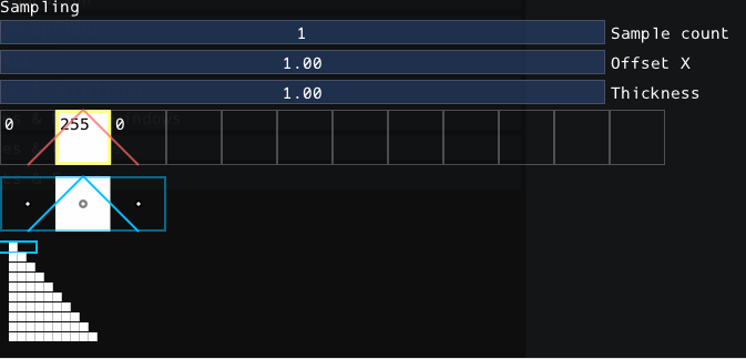 Texture selection, 1 sample with offset