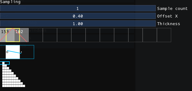 Texture selection, 1 sample with thickness, at 0.4 offset